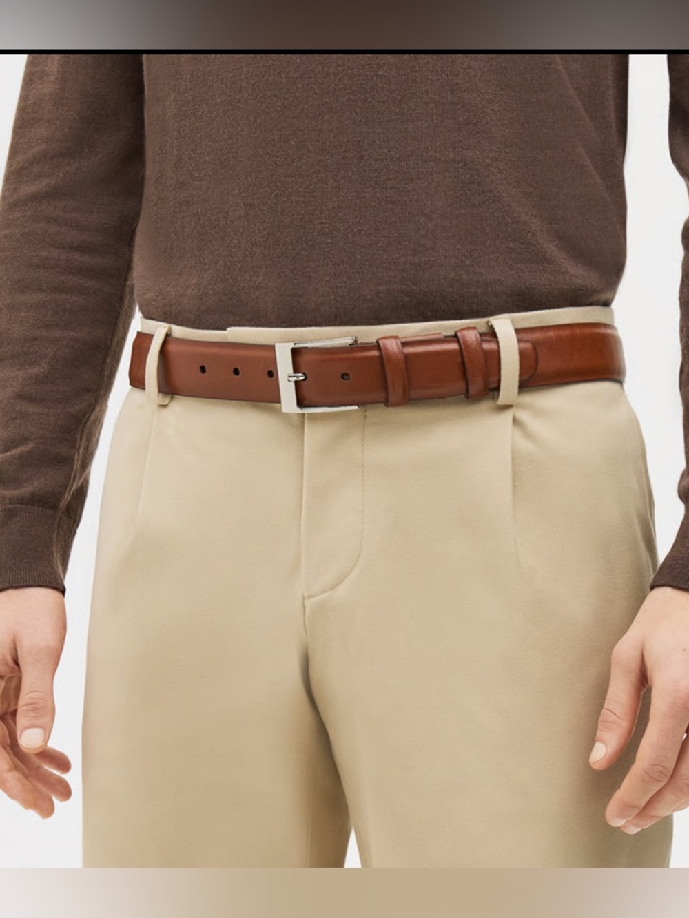 Aspinal of London Brown Leather Belt Mens S Classic Dress Casual Quiet Luxury